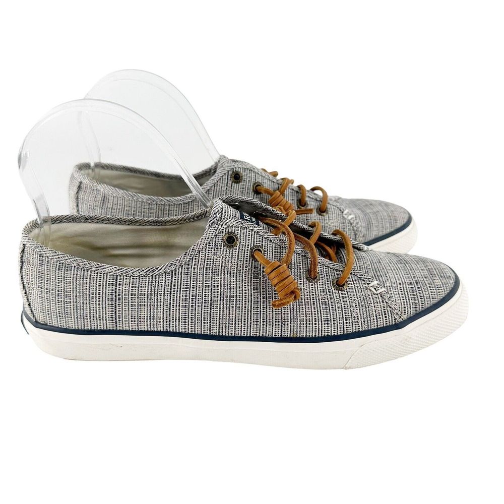 Sperry Shoes Womens 9.5 Blue Linen Crest Vibe Lace Up Low Top Canvas Sneaker